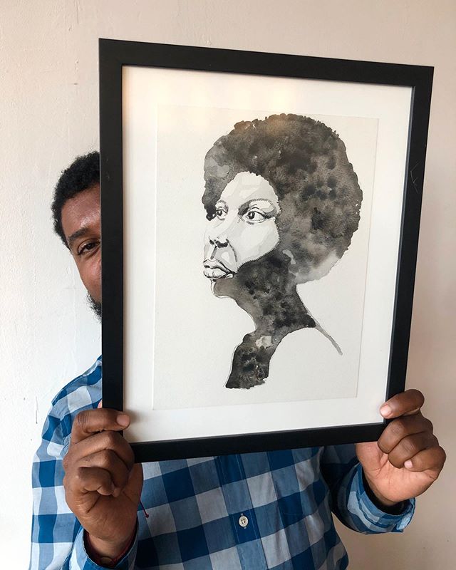 The one and only Ms. Nina Simone for #IllustratedBlackHistory. This painted piece was part of a show last year at @thebkcircus. Thank you for including several portraits from the series, ZW.