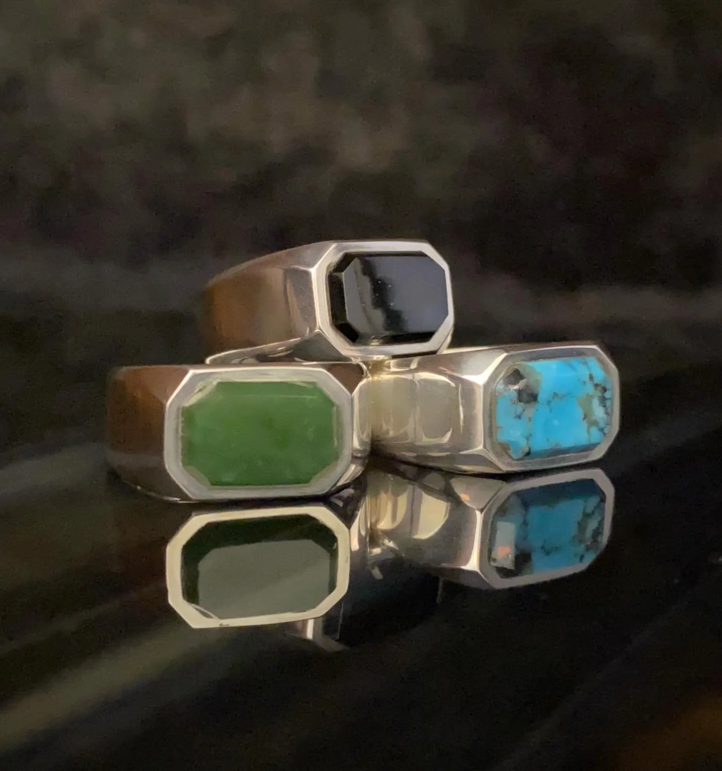 Smoking Hot &ldquo; Emerald Cut Brooklyn &ldquo; in Black or Green Jade &amp; Turquoise {with Sterling}  by Sebastian Cilento &hellip; handmade in Australia 🔥#SouthWestTrader  in store &amp; online Now