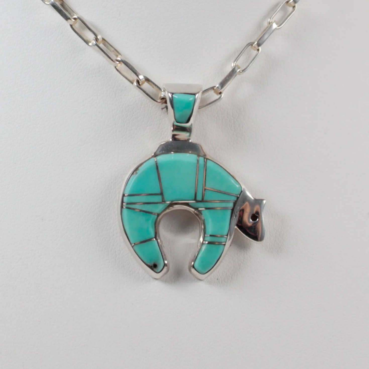 Bear Pendant with Turquoise Inlay