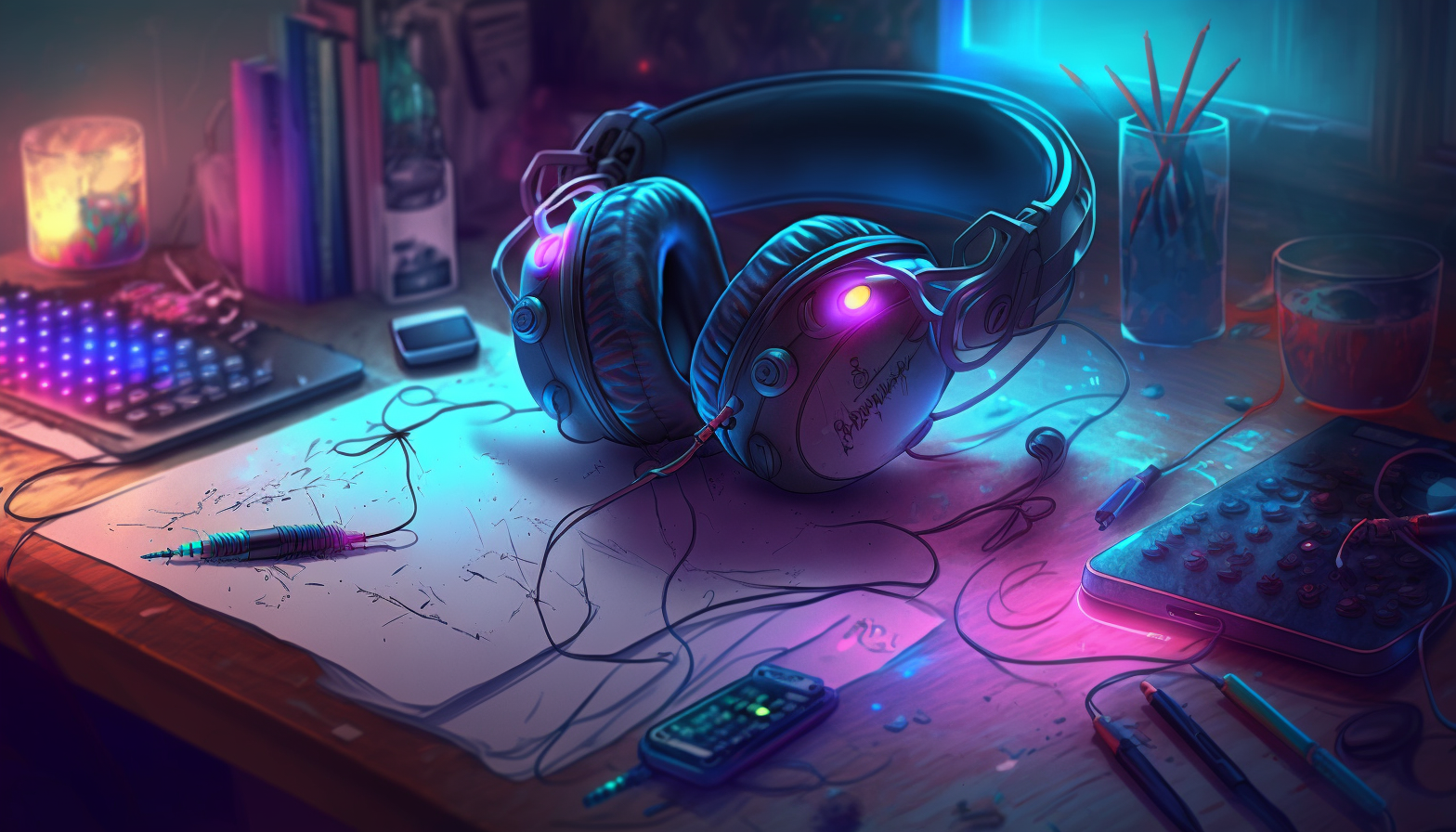 fatcriminal_headphones_on_messy_desk_with_neon_lights_b280038e-8cc7-4e3d-ab46-98e8baa39ae8.png
