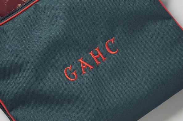 Green/Red Large Travel Clutch detail
