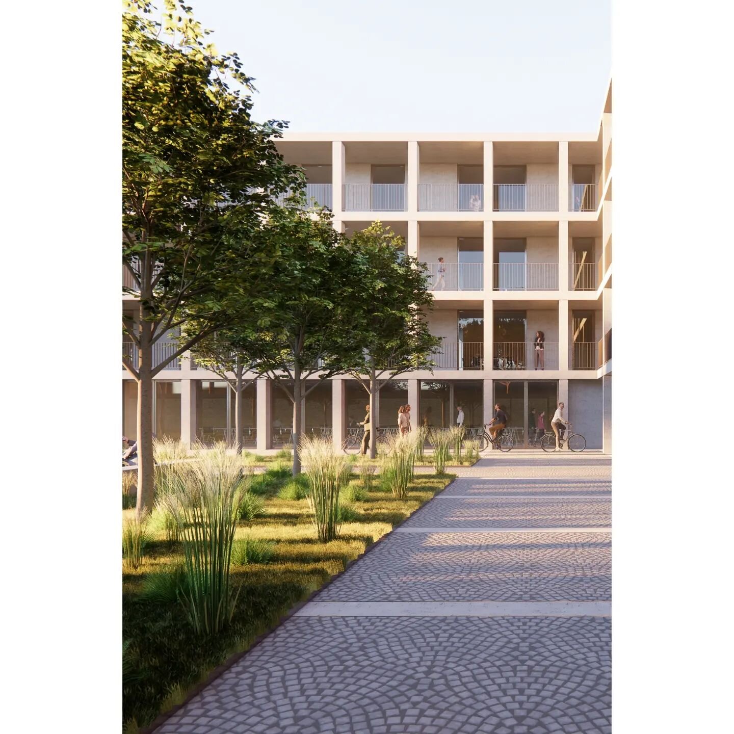 A project for the design of a mixed-use development including 35 high end apartments. The L shaped plan facing south, south westwards, allows each of the units to avail of natural light throughout the day. A shared garden and communal area exist with