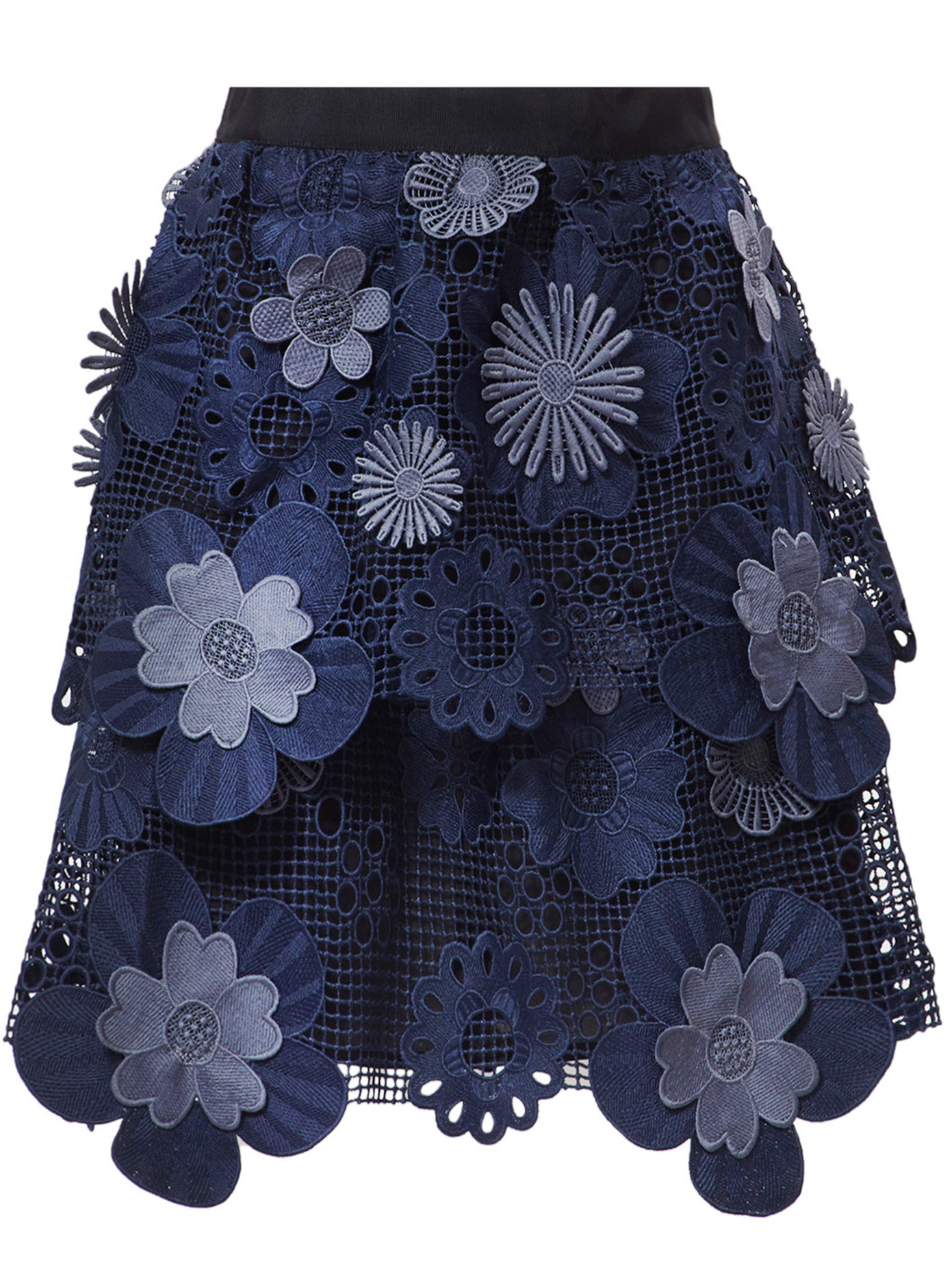 Self-Portrait Flower Adorned Mesh Skirt, £240