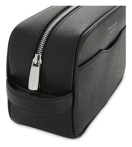 BOSS Textured leather washbag
