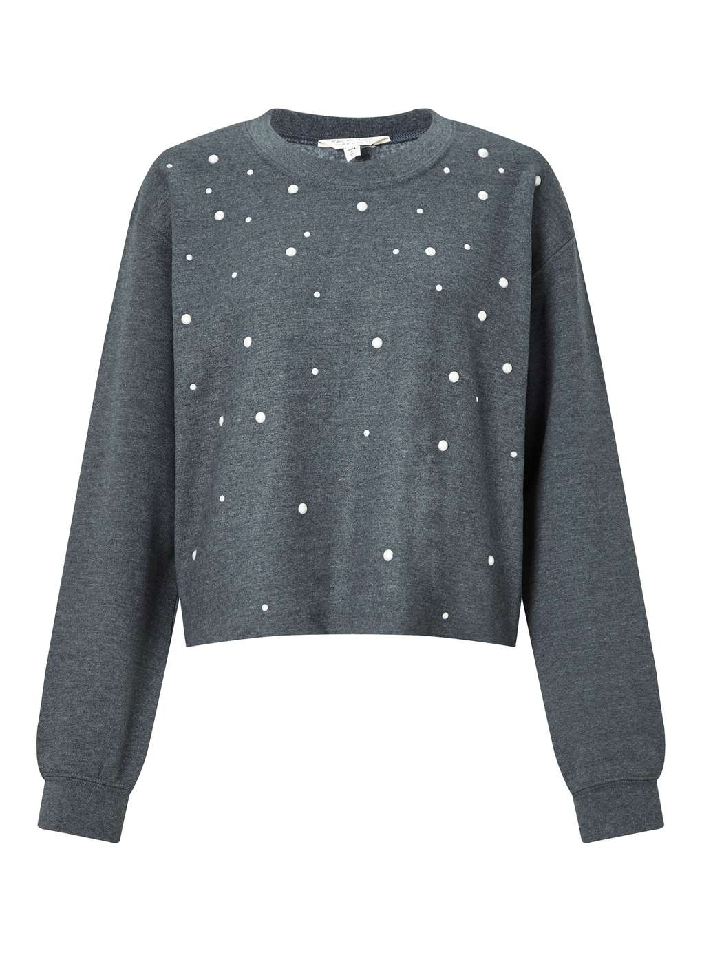 MISS SELFRIDGE Grey Pearl Embellished Sweatshirt