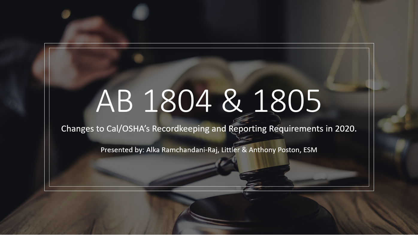 Assembly Bill 1804 &amp; 1805
