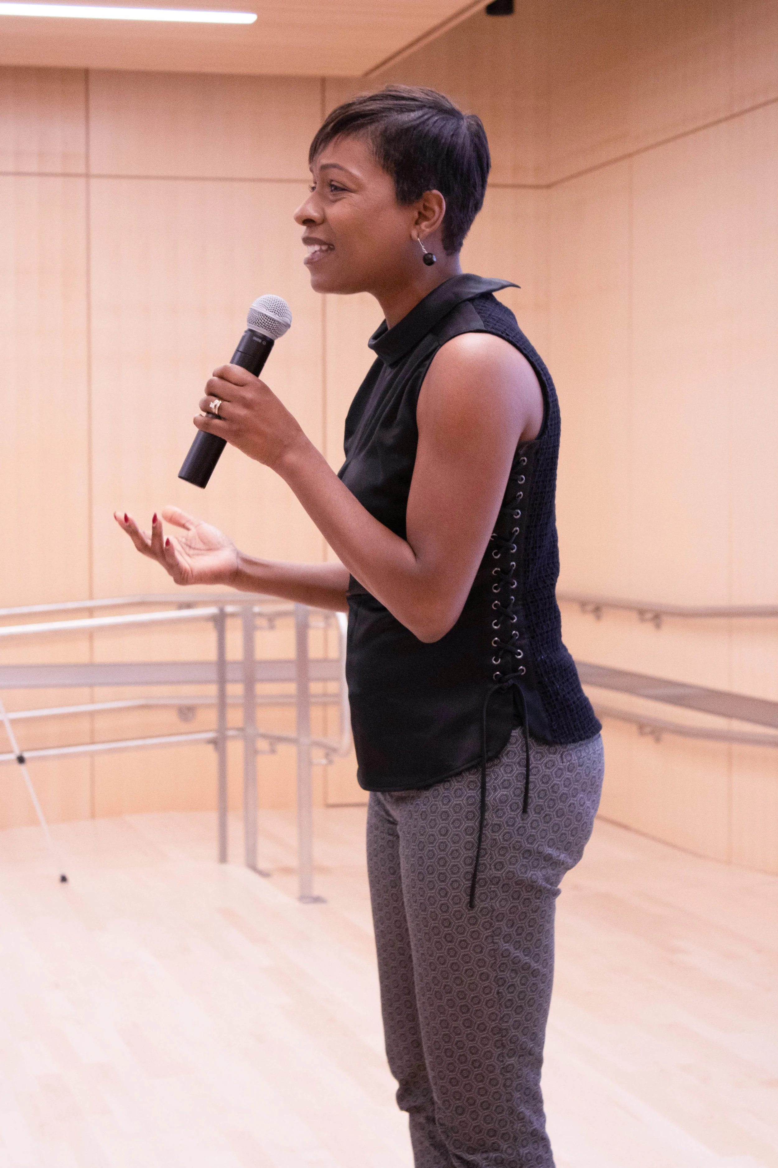 Regina Robinson, Dean of Student Affairs at Cambridge College addresses the room at the start of the conference.