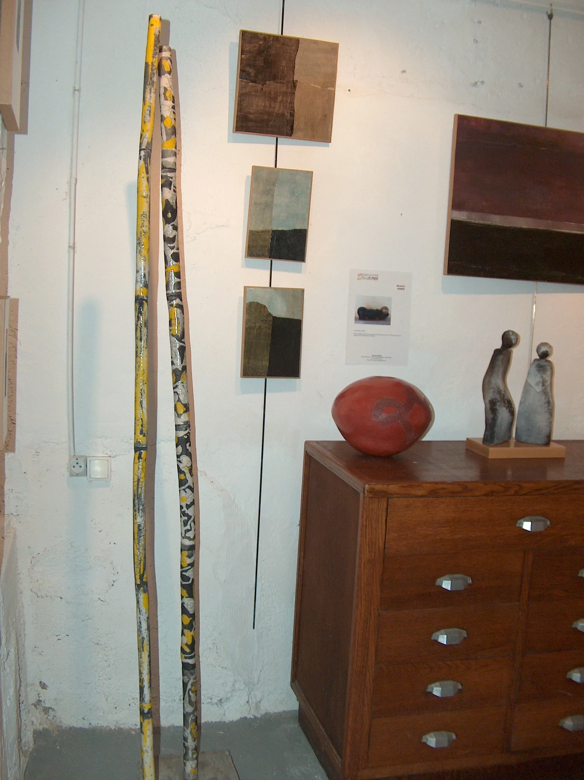   LONGUET  (sculpture bambous raku),  DUBEE  (céramiques),  FERNANDEZ  (peintures) 