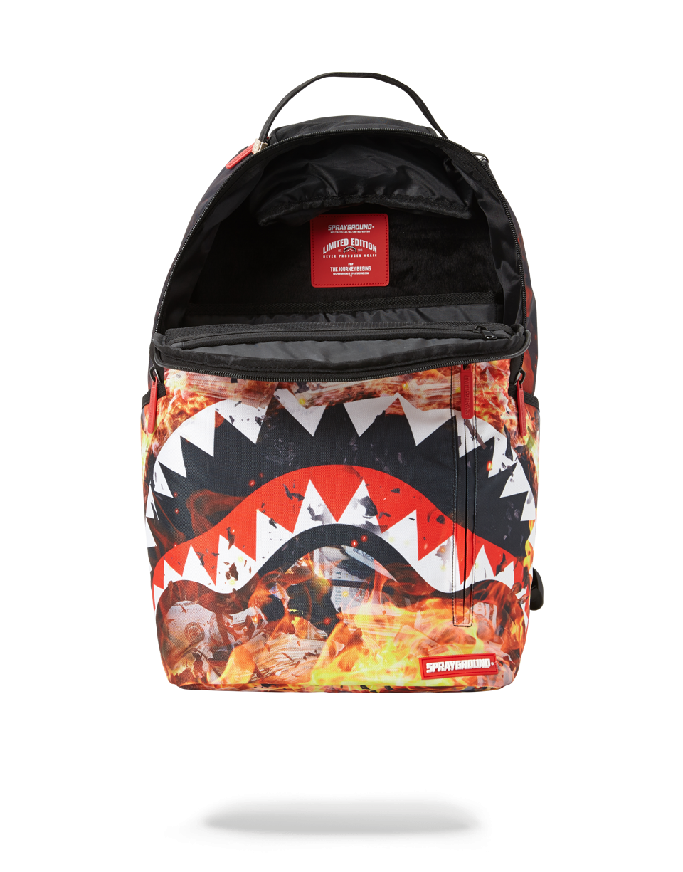 SPRAYGROUND FIRE MONEY SHARK BACKPACK 