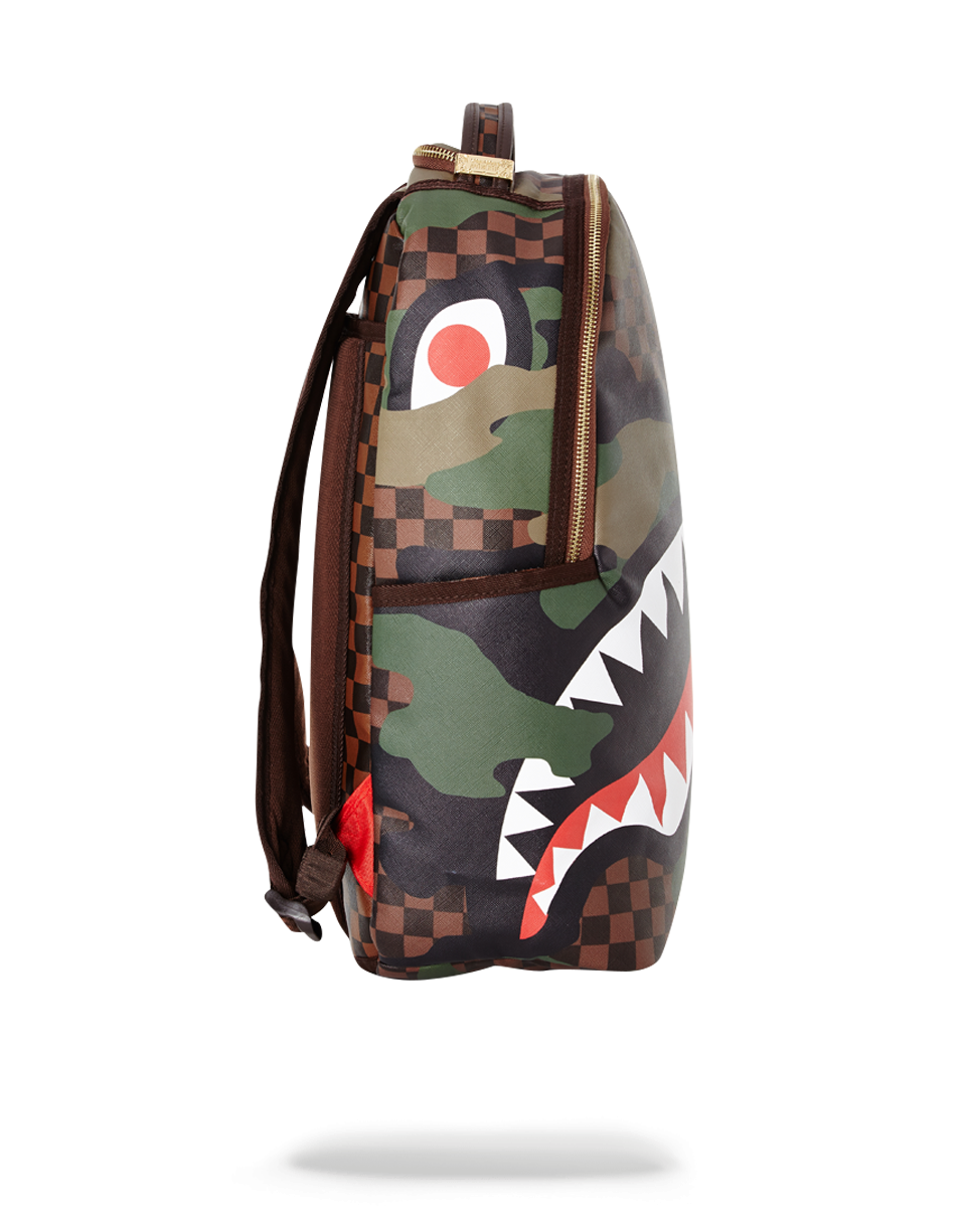 checkered camo shark backpack