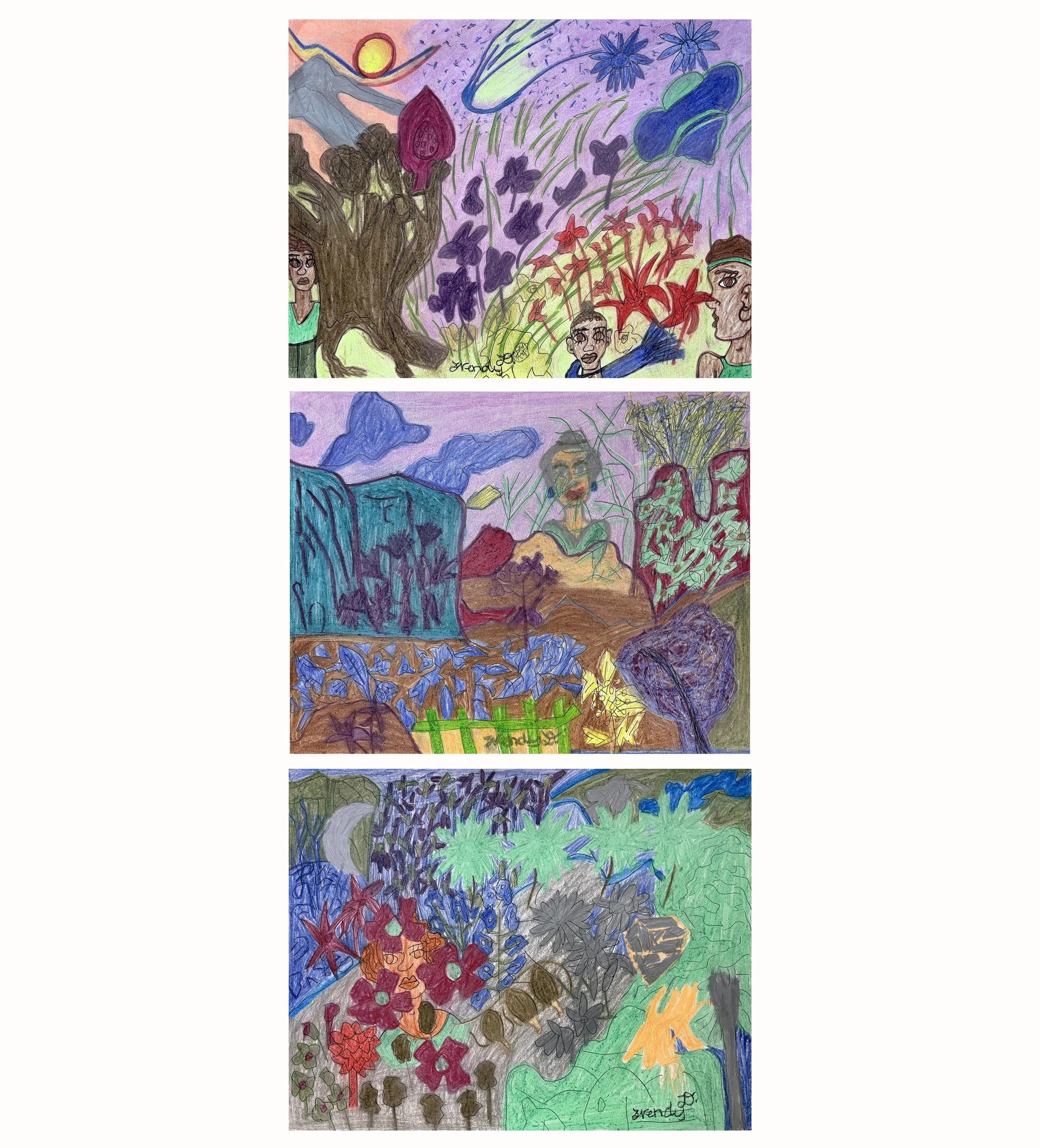 Flowers of the Cosmos Triptych by Wendy Davis