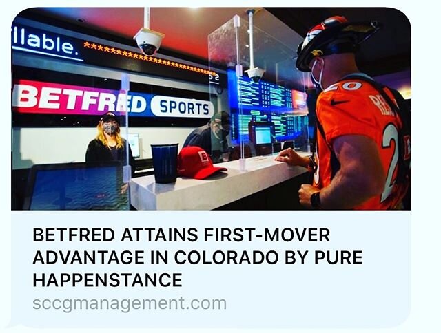 This week in history ... Betfred attains first mover advantage in Colorado - takes the first legal retail Sportsbook bet in the history of Colorado at Saratoga Black Hawk .. SCCG Management Founder Stephen A. Crystal, Head of USA Development at Betft