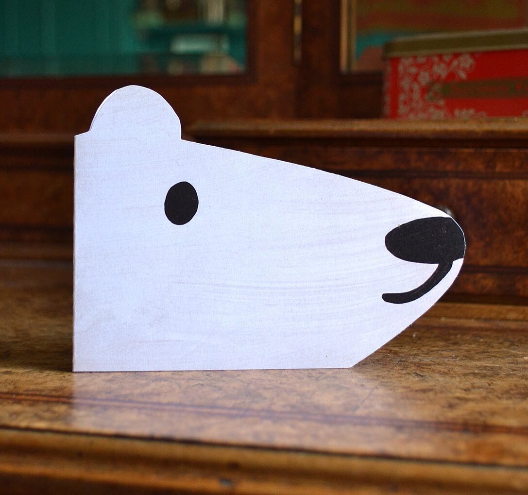 Hot of the press this morning. Seasonal🎄 or just a very nice bear, these die cut polar bear cards are in my online shop now. There&rsquo;s even a discount code for free shipping: HeyMrPostman 
/
/
#cards #recycledcards #shopsmall #illustration #diec