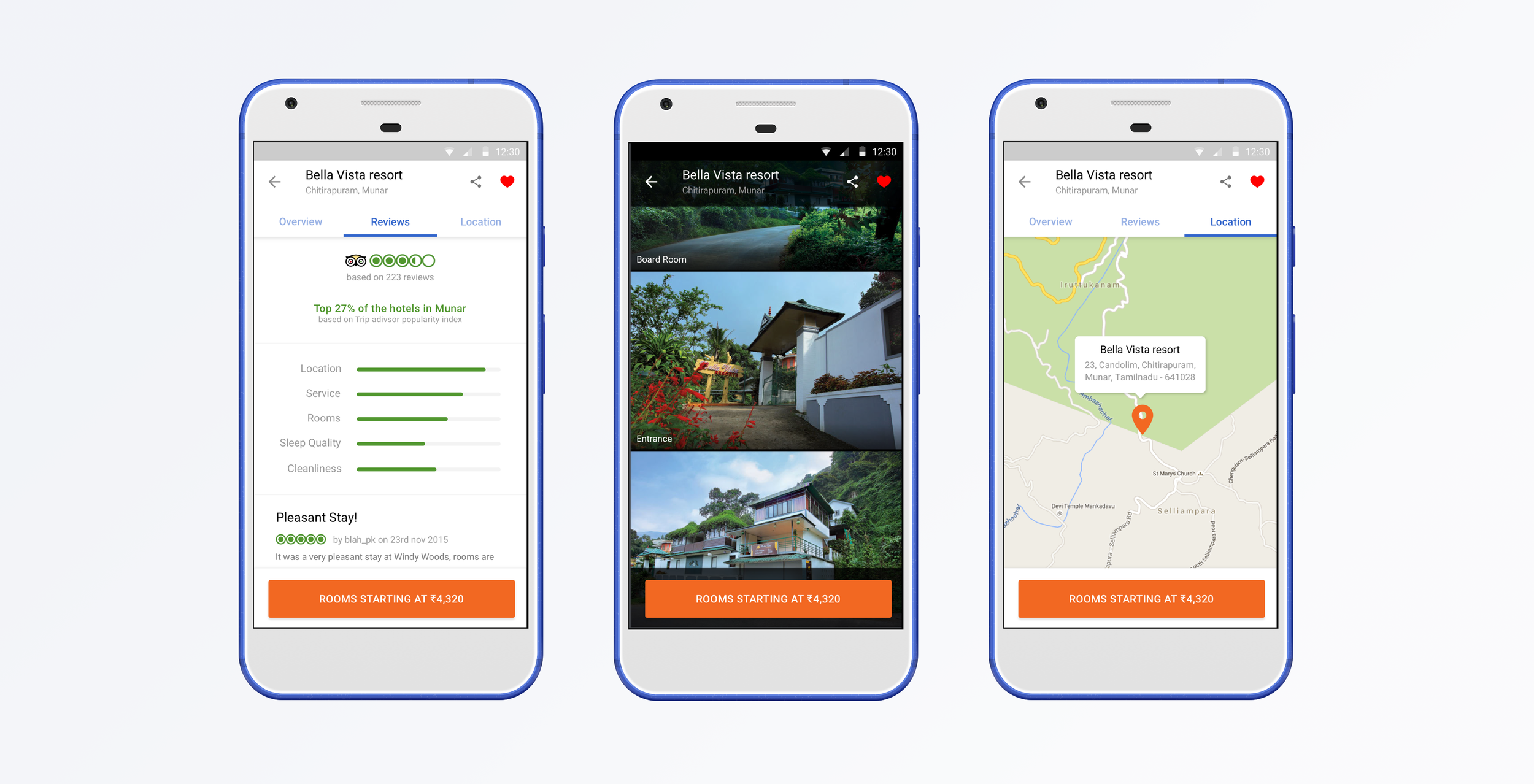 Reviews, Photos and Location page