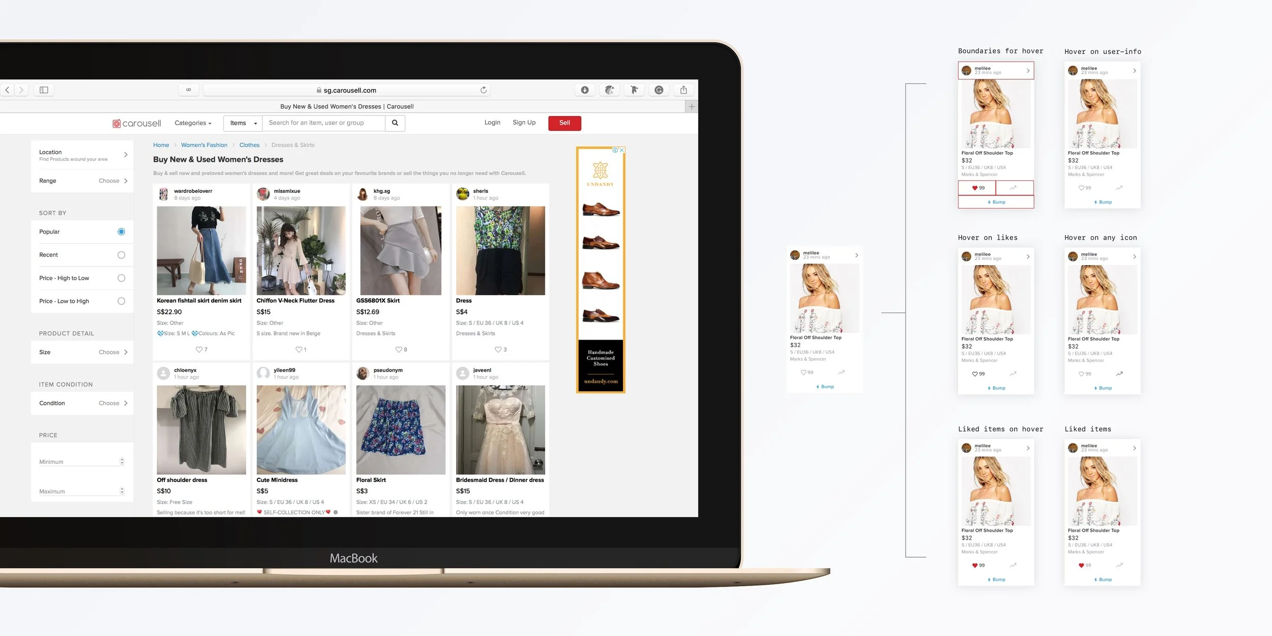 Additionally, the web app included more complexity and missing features compared to the app. We designed in a way it's easy on hover and users can quickly scan. 