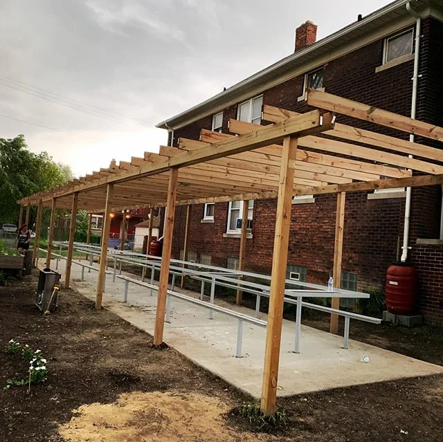 75 feet of pergola &bull; 120 sqft of garden beds with crops &bull; 56 post holes &bull; 1500lbs of concrete &bull; 32 🔥 pepper plants 🥵 &bull;  99 degrees &mdash; tomato cages and all: we *nailed* it today! Thank you everyone who was part of this 