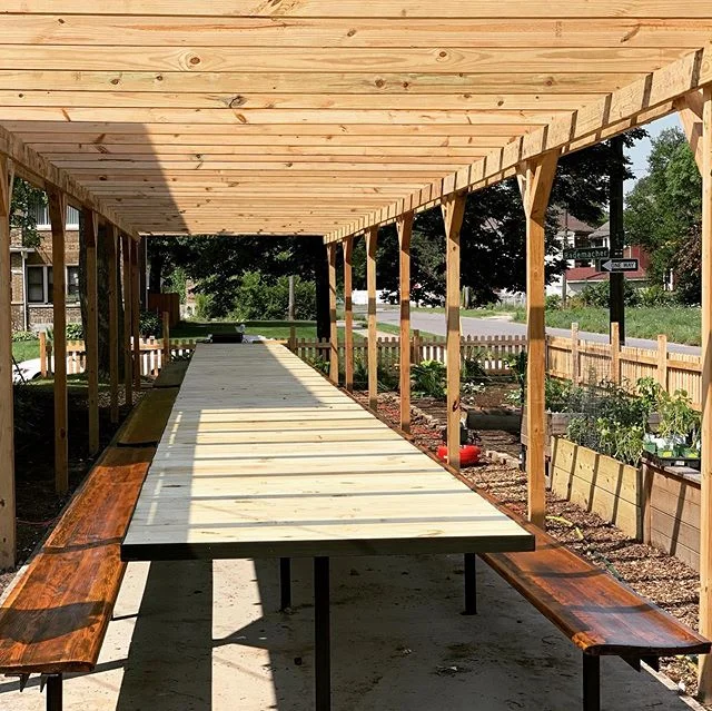 Yesterday was such a success! The table is built, fences are almost in, landscaping initiated! Everyone worked so hard!

A huge thank you to James and Christine from @graceaog.church for building the fences and pergola. To @realstudentstv + @fccfound