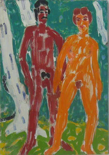 Adam and Eve (71-1), 1971Oil on Canvas   46 x 32 x 0 3/4 in.