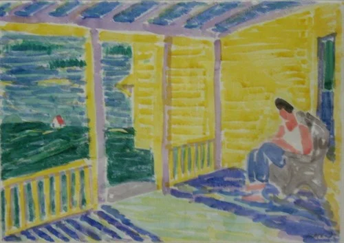 Pam on Porch (72-W3), 1972Watercolor on Paper    27 1/2 x 35 1/2 x 1 1/2 in.