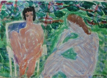 2 Nudes in Garden, 1972Watercolor on Paper    22 1/2 x 30 3/4 in.