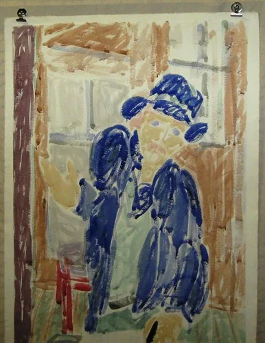 Self-Portrait, Blue Hat, 1981Watercolor on Paper    40 x 27 1/4 in.