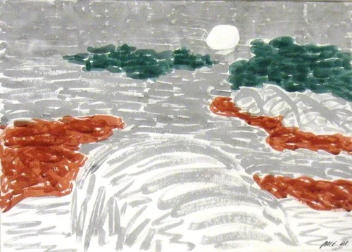 Fog At Sand Beach (81-W1), 1981Watercolor on Paper    27 3/8 x 25 1/4 x 1 3/8 in.