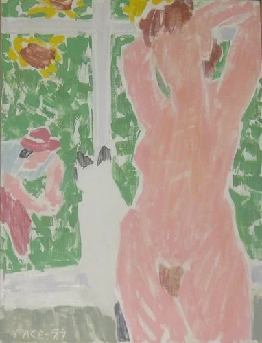 Nude, Cat, Gardener (94-8), 1994Oil on Canvas 40 1/2 x 30 1/2 x 1 in.