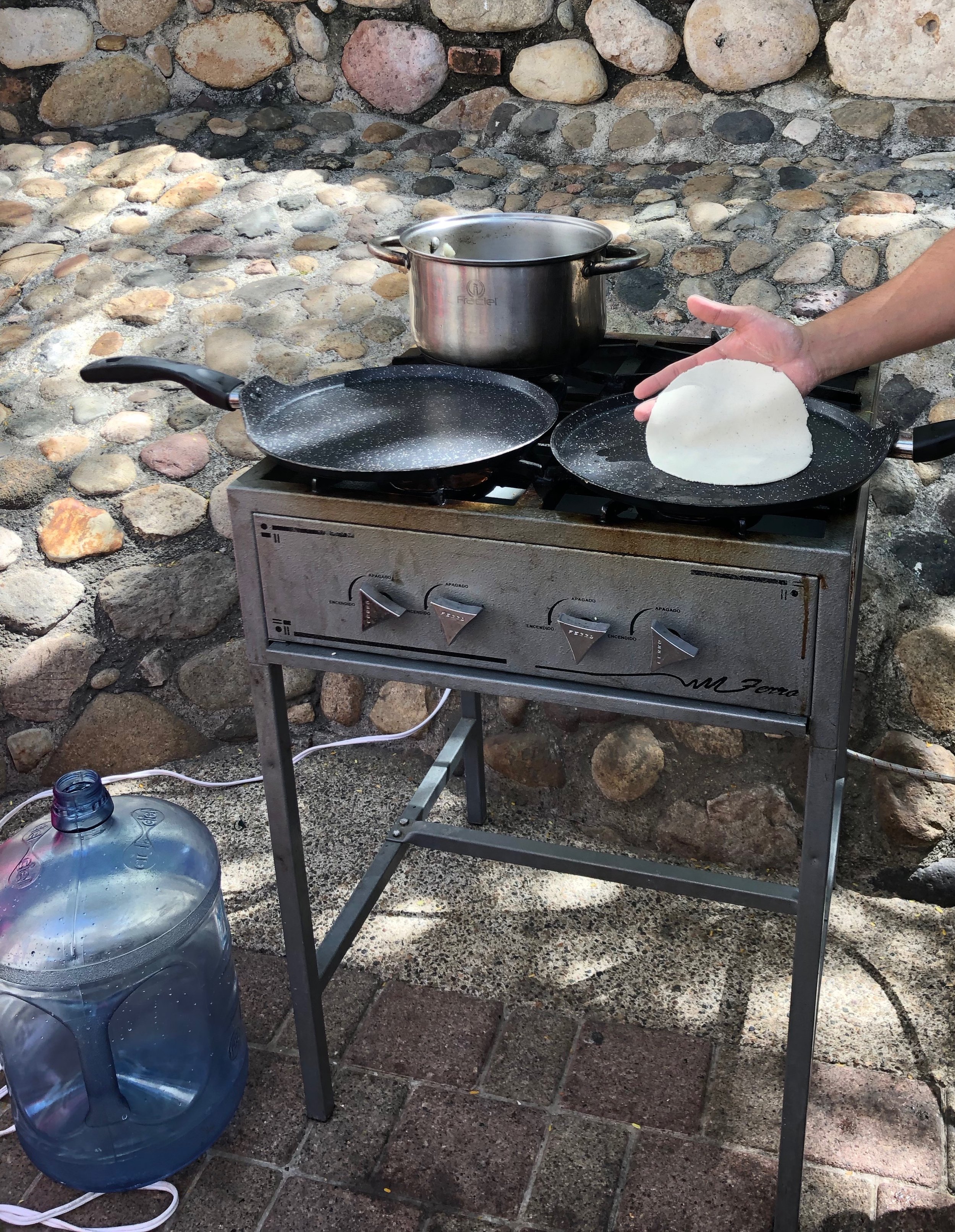 Slide tortilla onto nonstick pan
