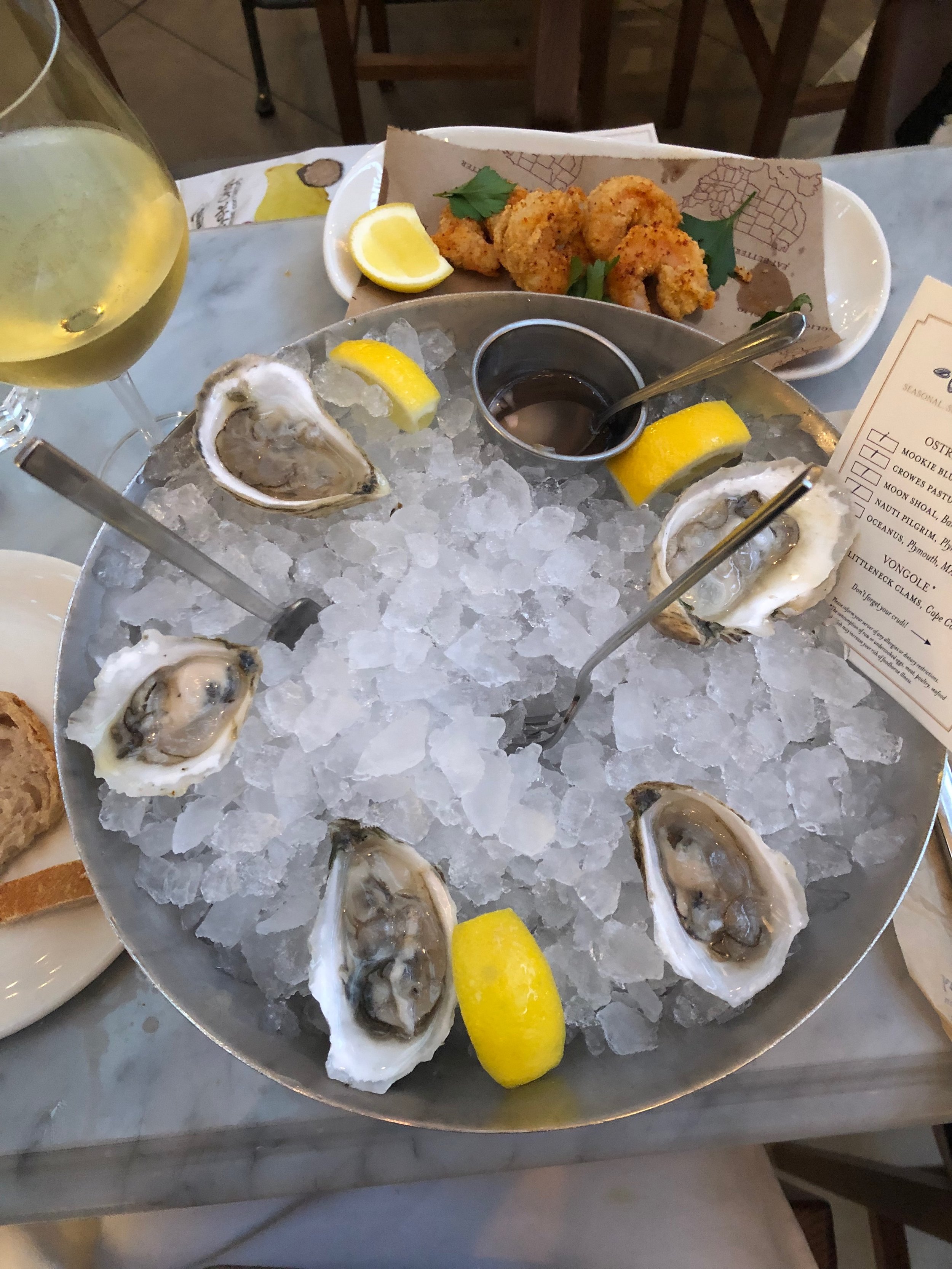 A sampling of local oysters from the fresh seafood bar