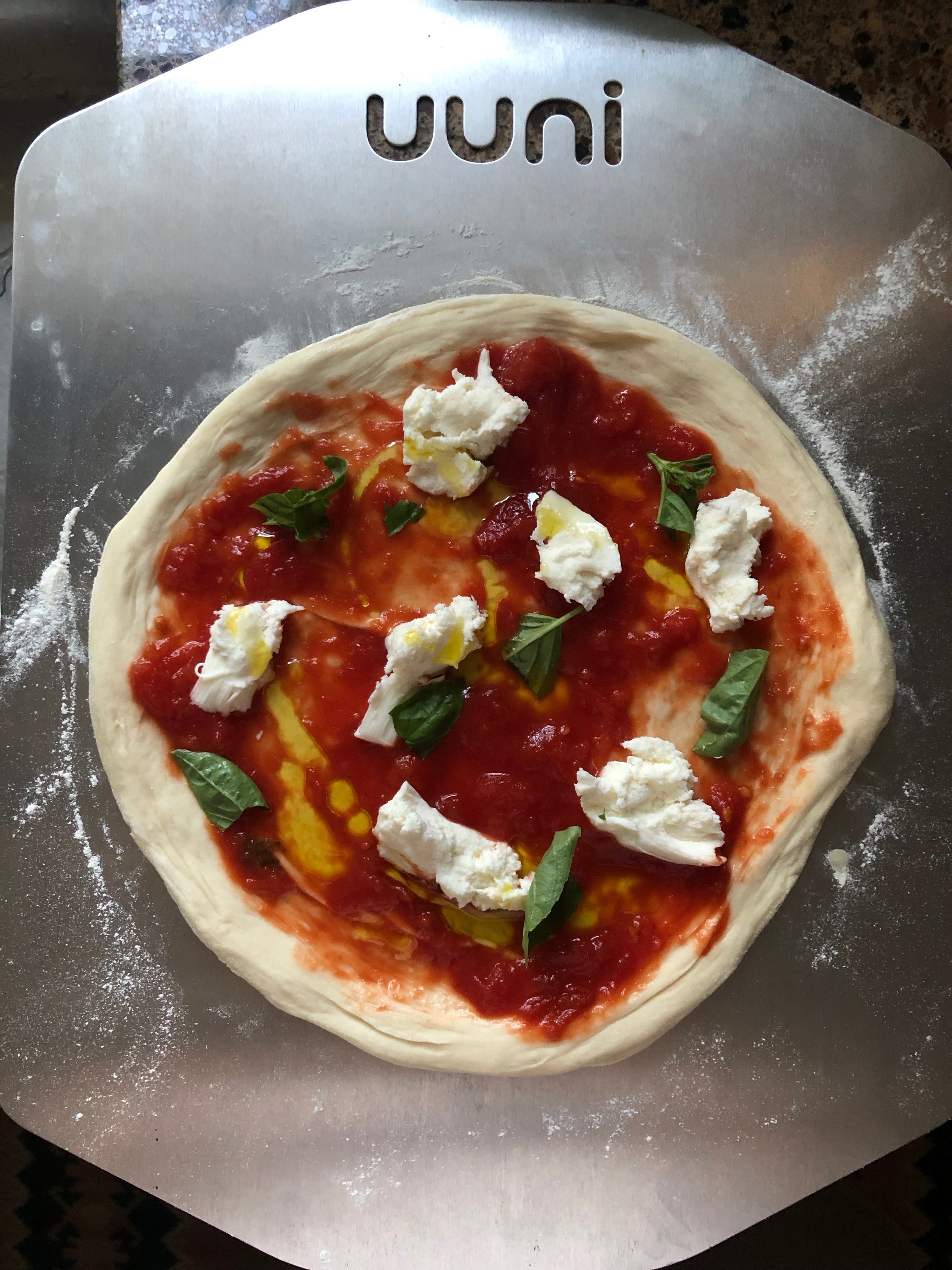 Margherita pizza ready for the oven