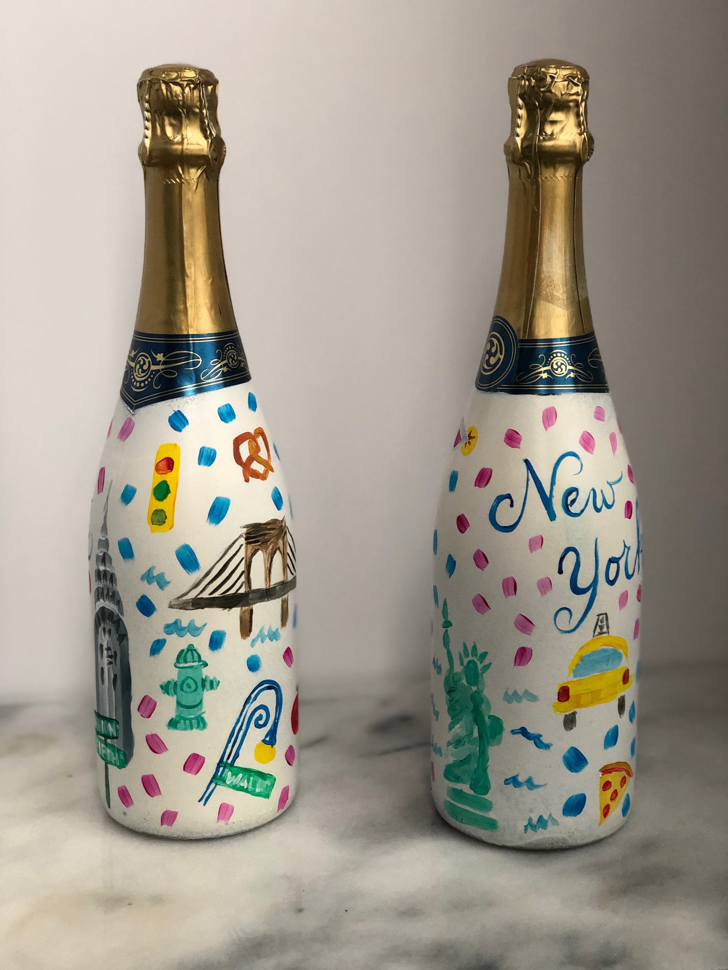 Bespoke Painted Champagne Bottles | @beesandbubbles