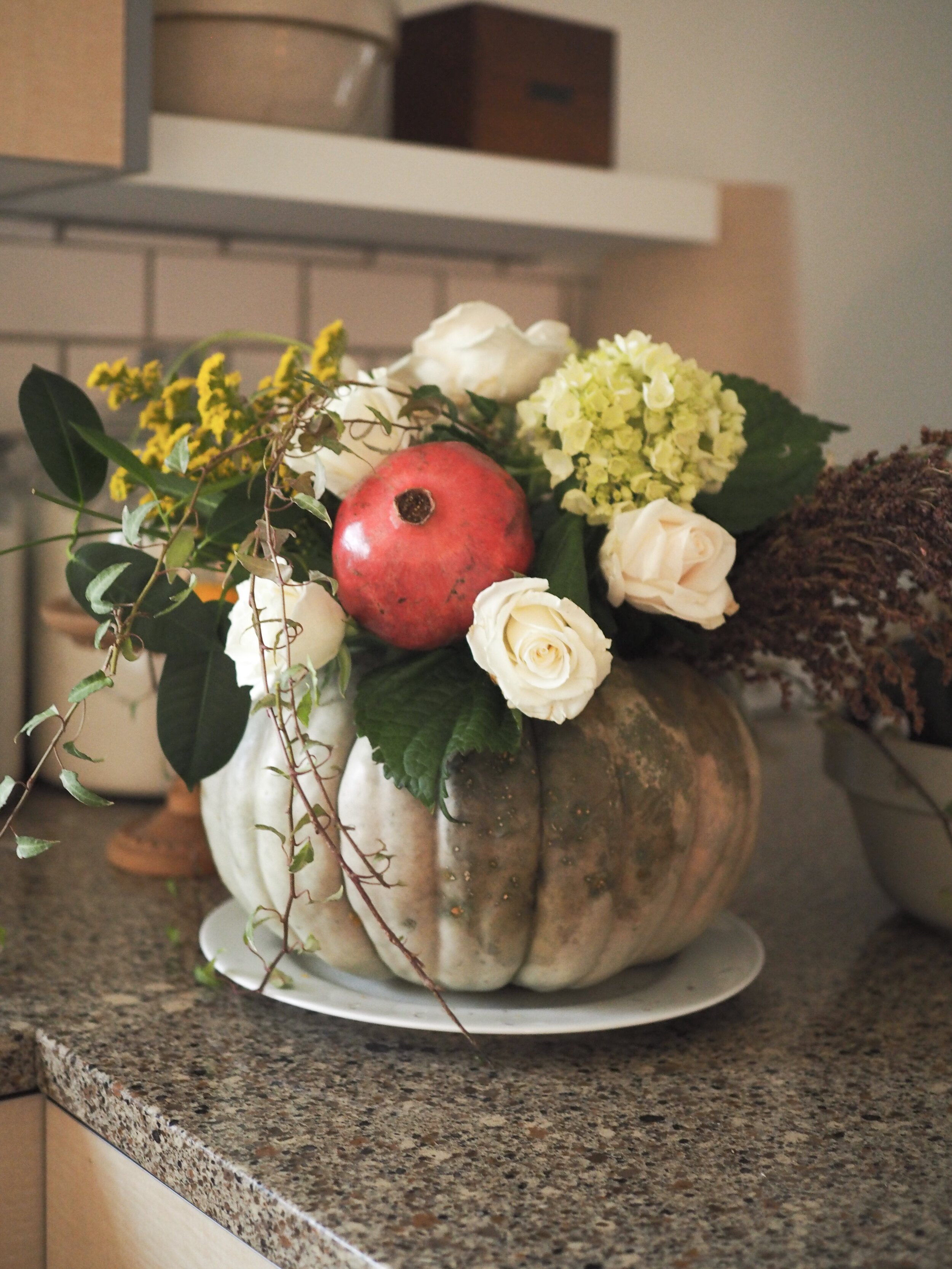 Once of the larger, Cinderella pumpkin centerpieces