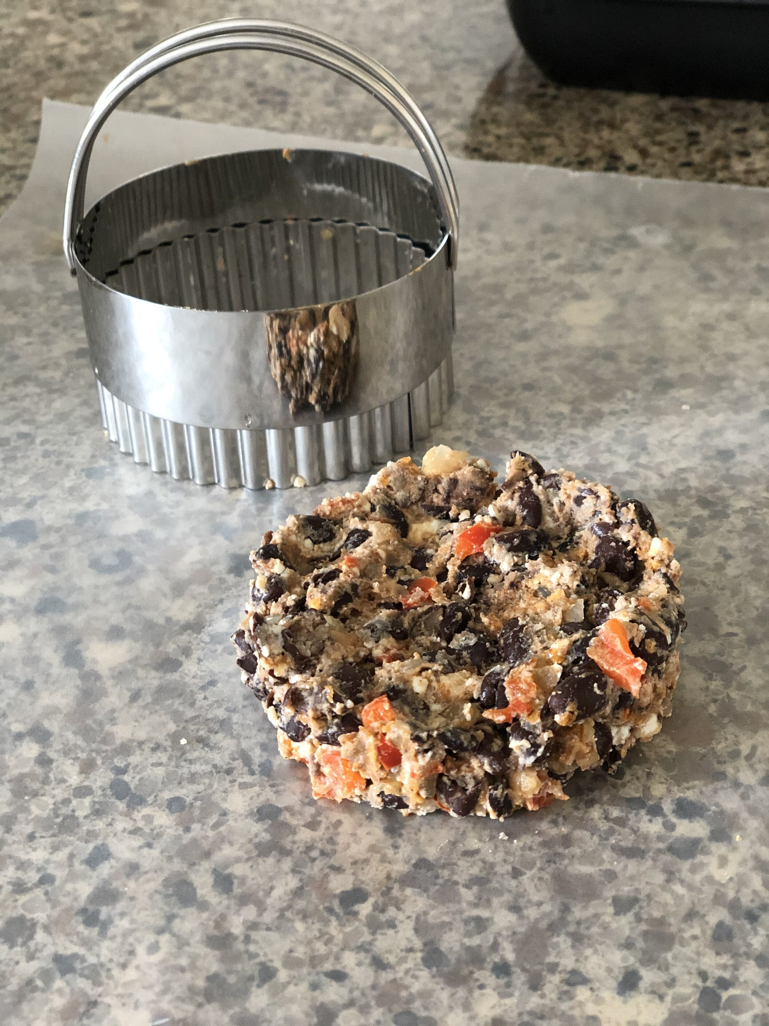 Form black bean burgers in a large biscuit cutter