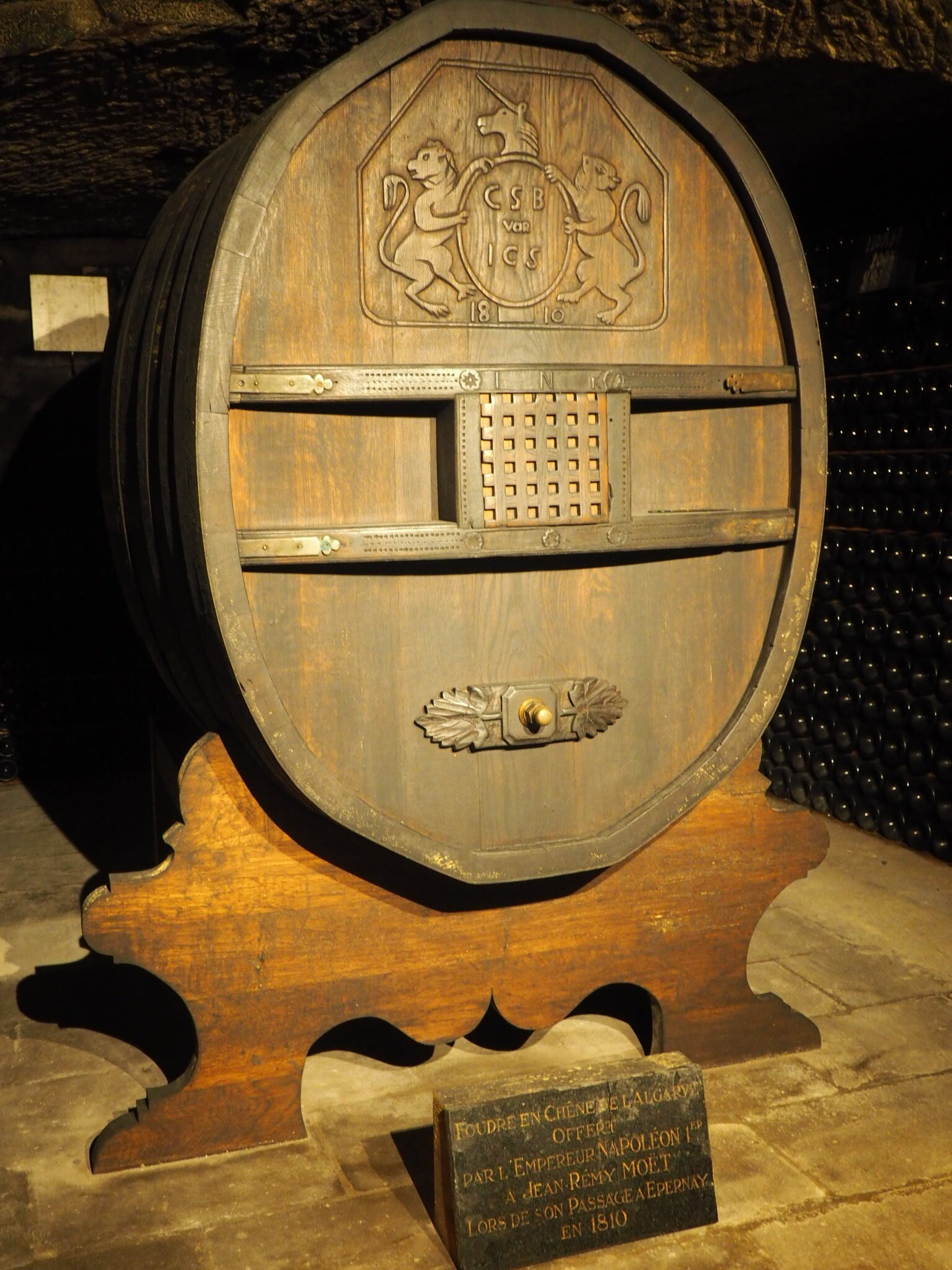 A very nice host’s gift from Napoleon I to Jean Remy Moët, an enormous cask of cognac