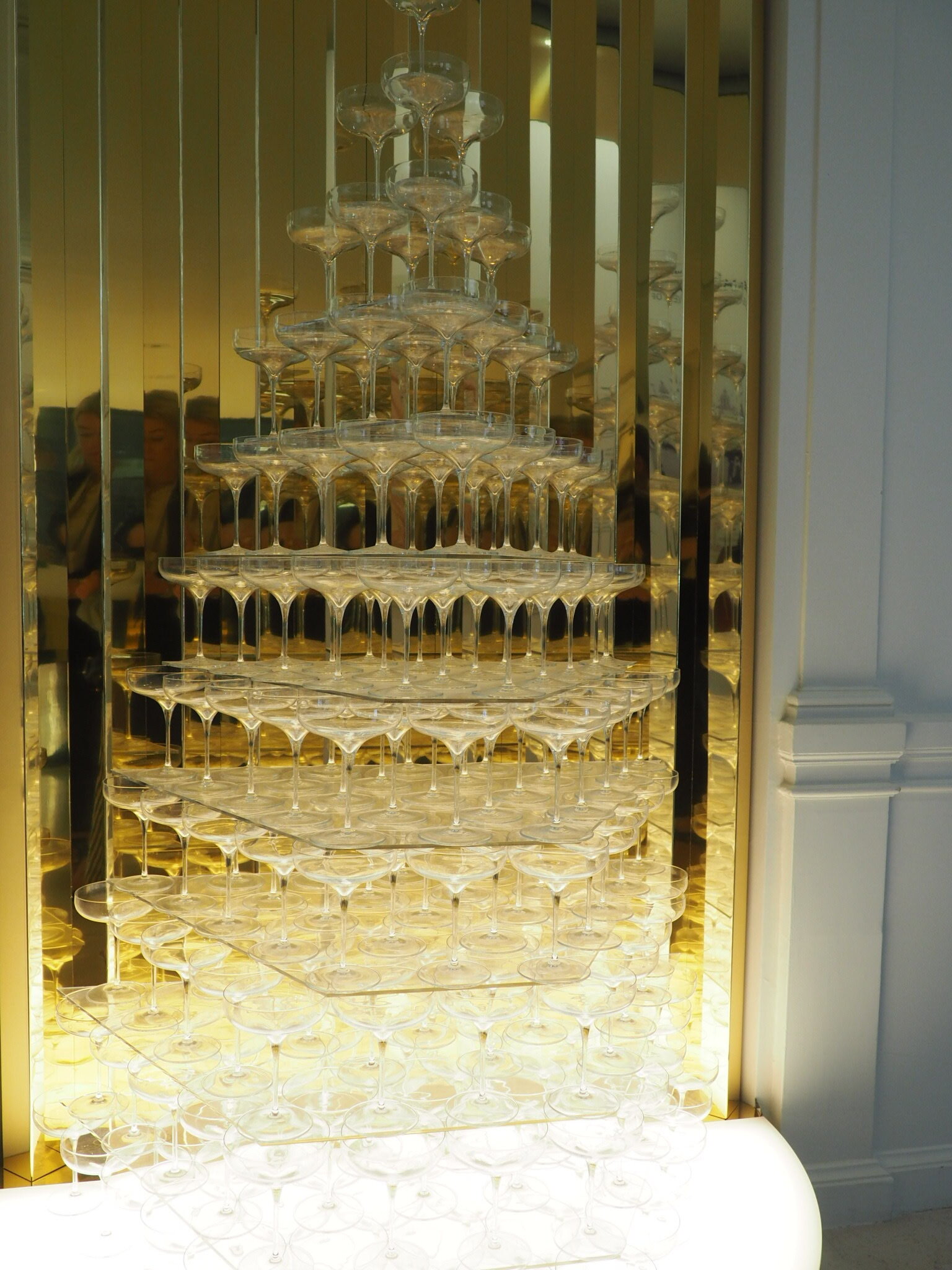 A Champagne tower display