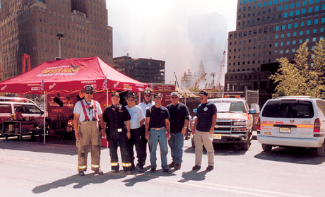 At Ground Zero on September 15, 2001 - Charlie Miller, John McCarthy, Frankie Borgesi, Mike Beasley, Buster Dobbins, Harold Garner and Bill Hickerson
