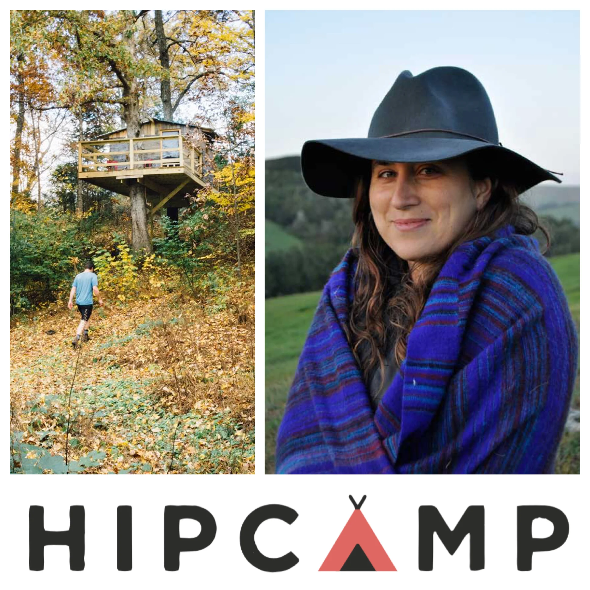 At left: Hipcamp campsite Cozy Cool Treehouse, KY . Photo by Jane Cavagnero ( via Hipcamp on Facebook )