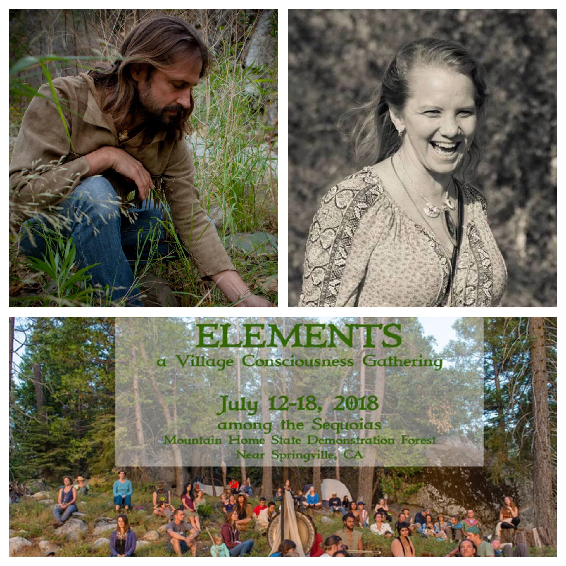 Top: Photos of Chris Morasky, Rachel Natland via Wisdom Keepers . Bottom photo: Elements Gathering .