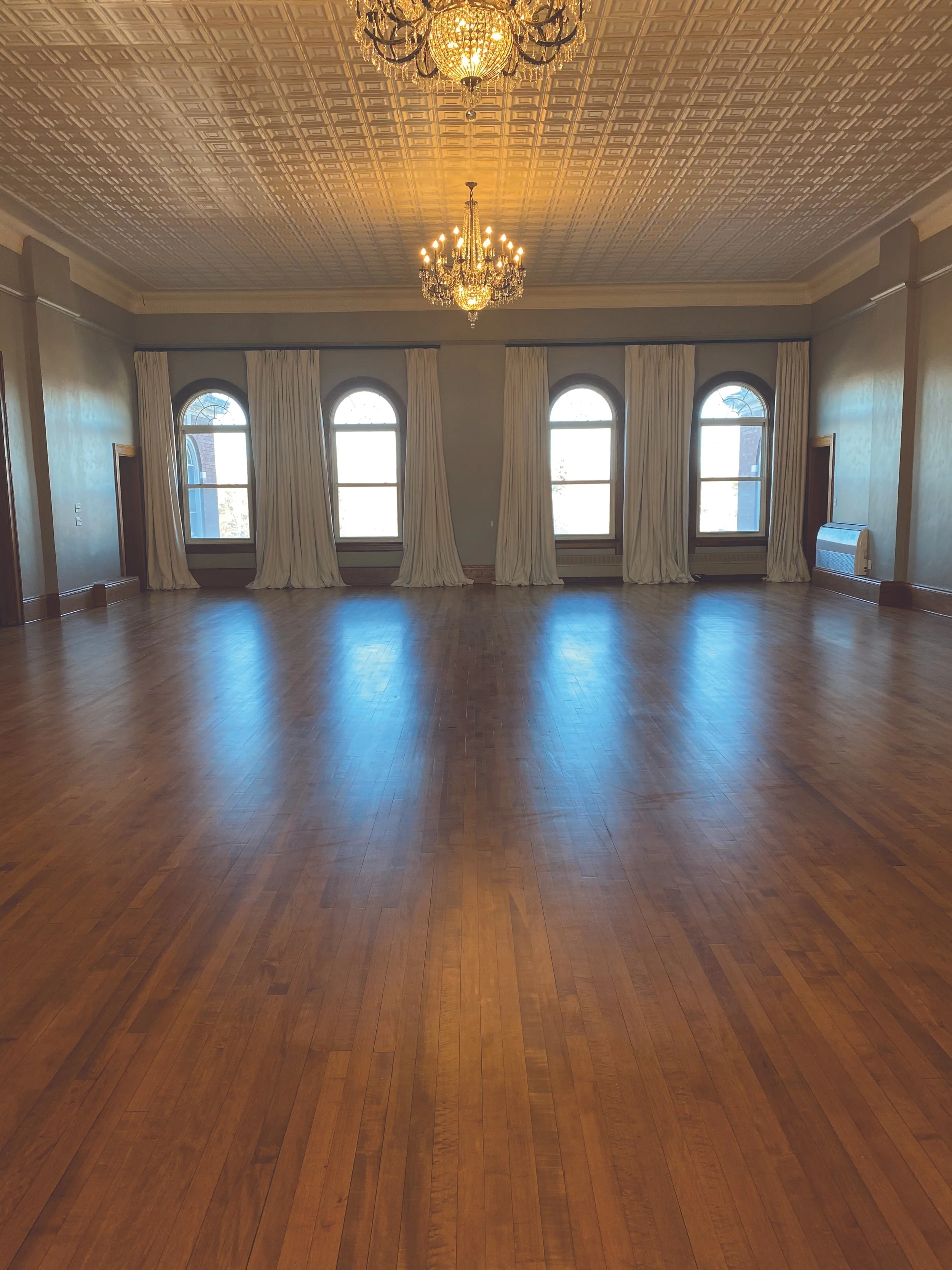 The former courtroom was renovated into the Town Square Ballroom with a donation from Sean and Jo Ellen Madden, giving the community a new space for celebrations and events.