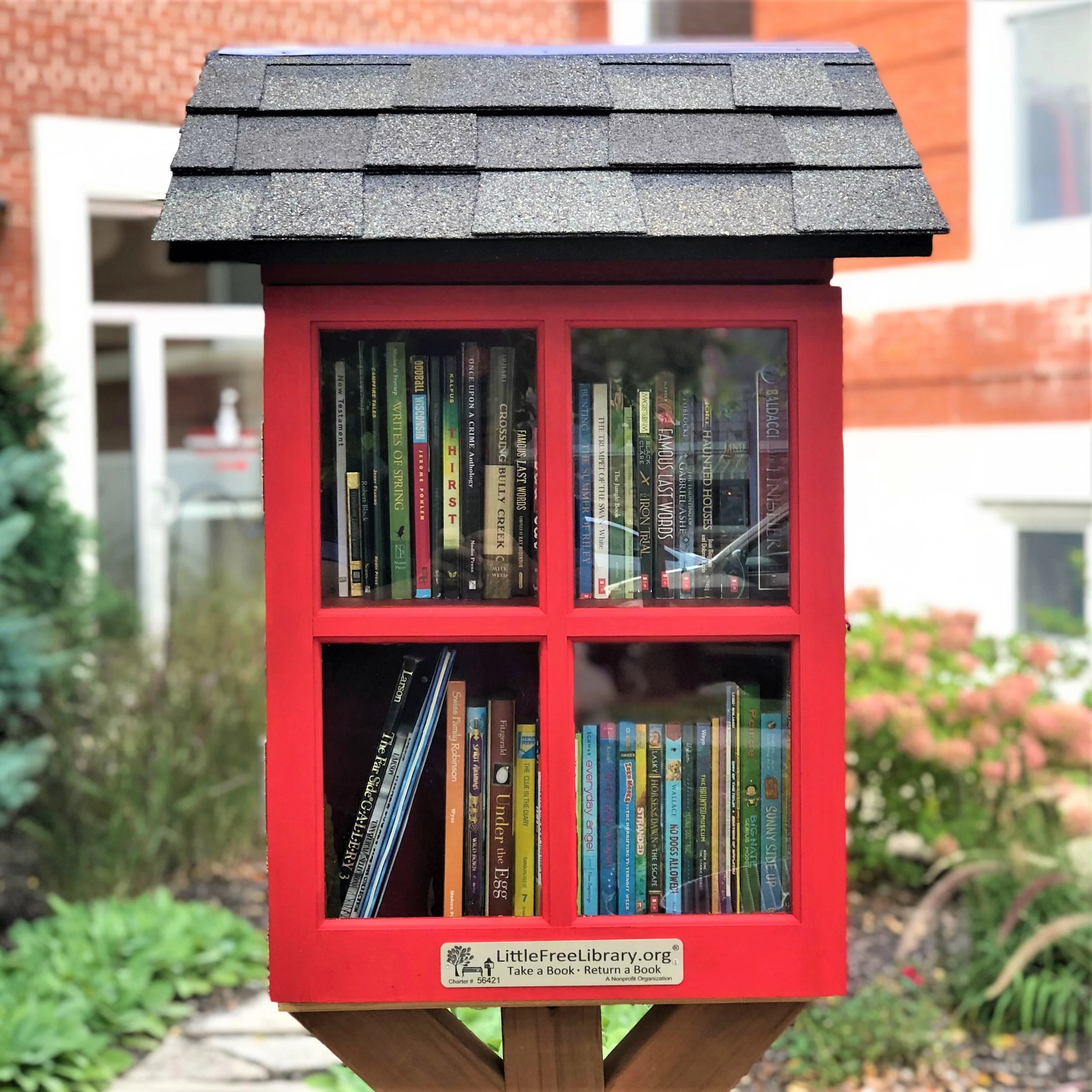 Town Square's Little Free Library is packed and ready for people to enjoy.