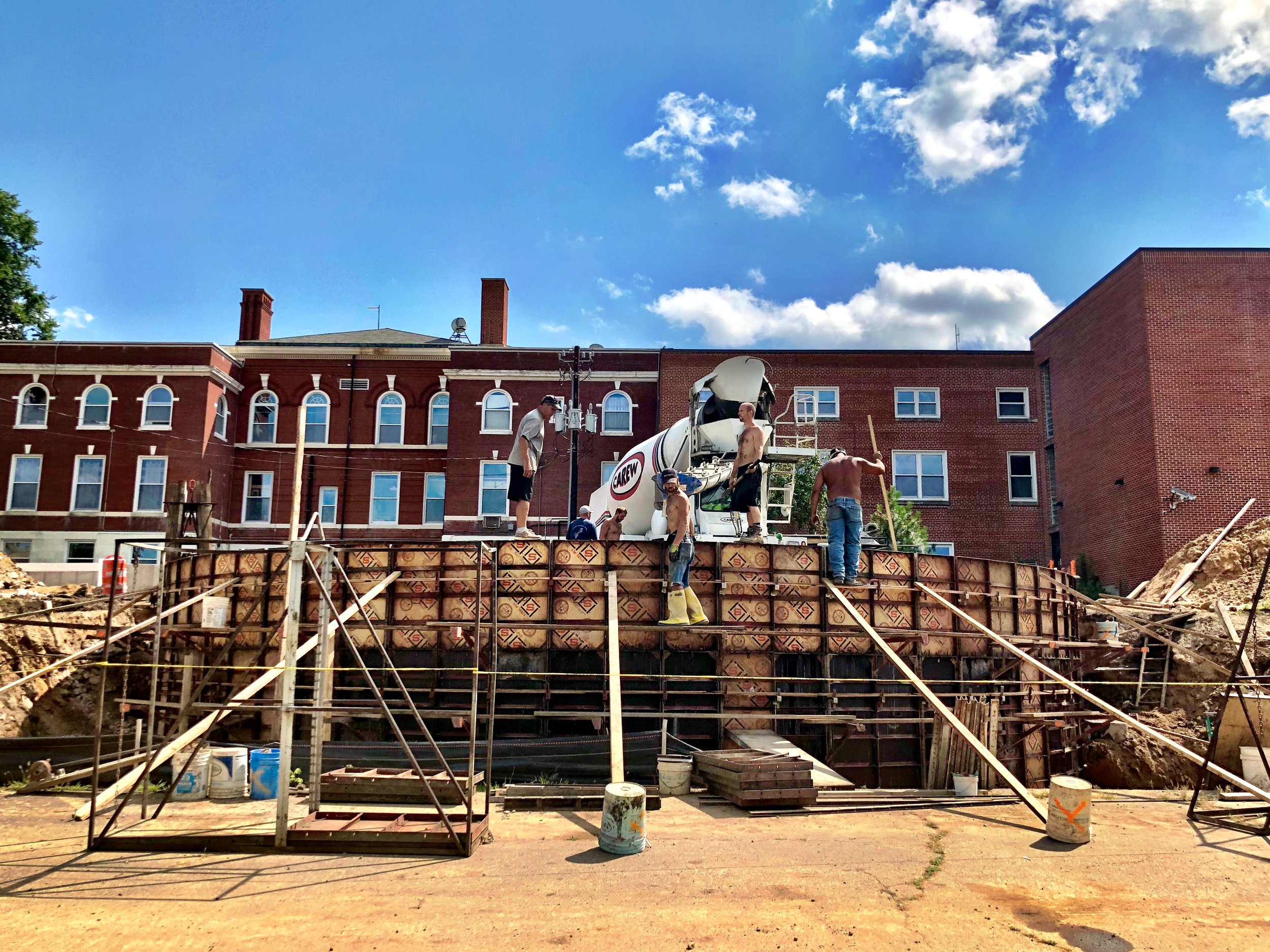 Stagg Builders pour concrete for the circular overlook located in the center of the project site..JPG