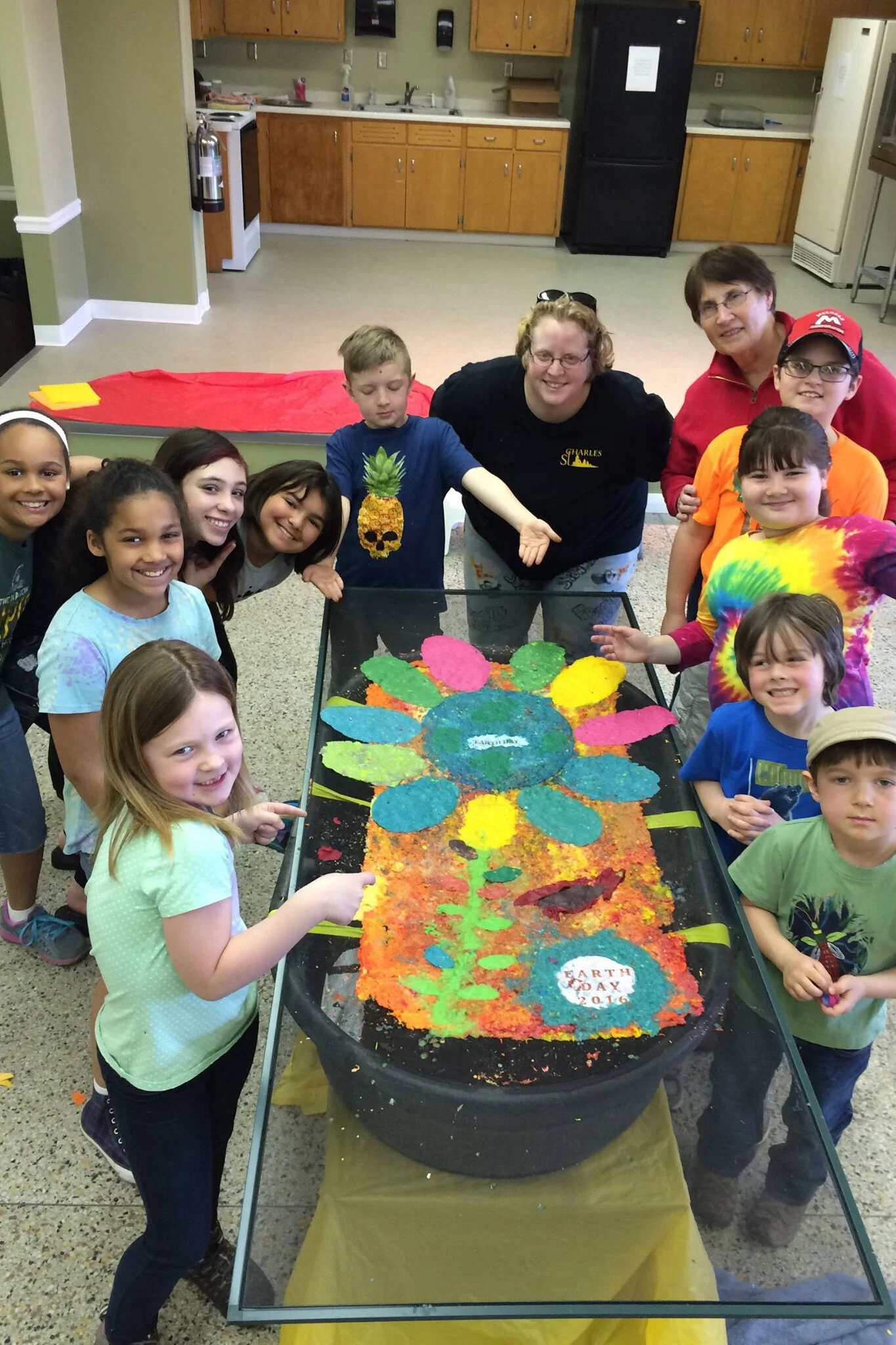 Kids in the Kitchen class build sunflower.