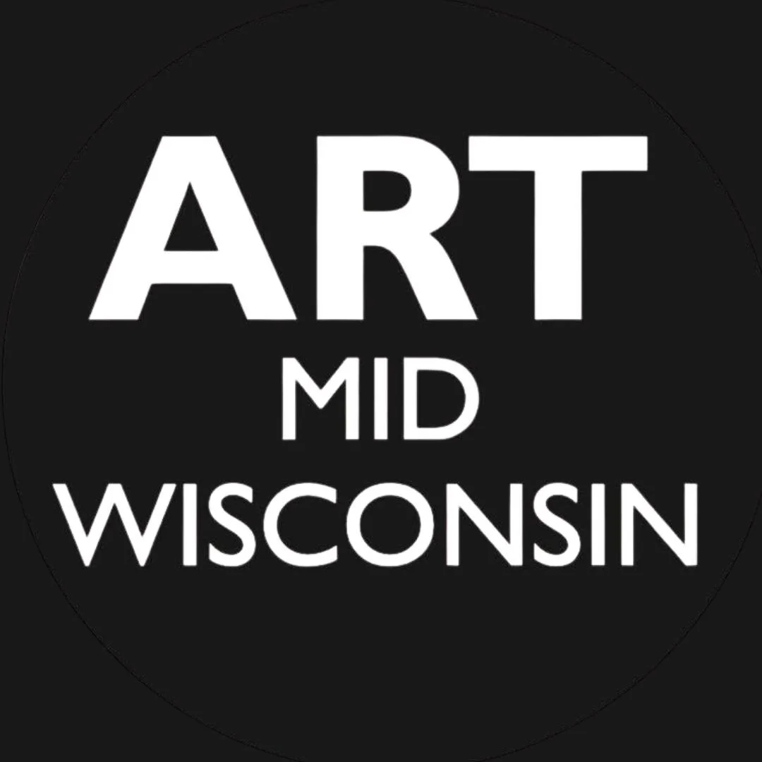 Art MidWisconsin logo featuring white lettering on a black circular background.