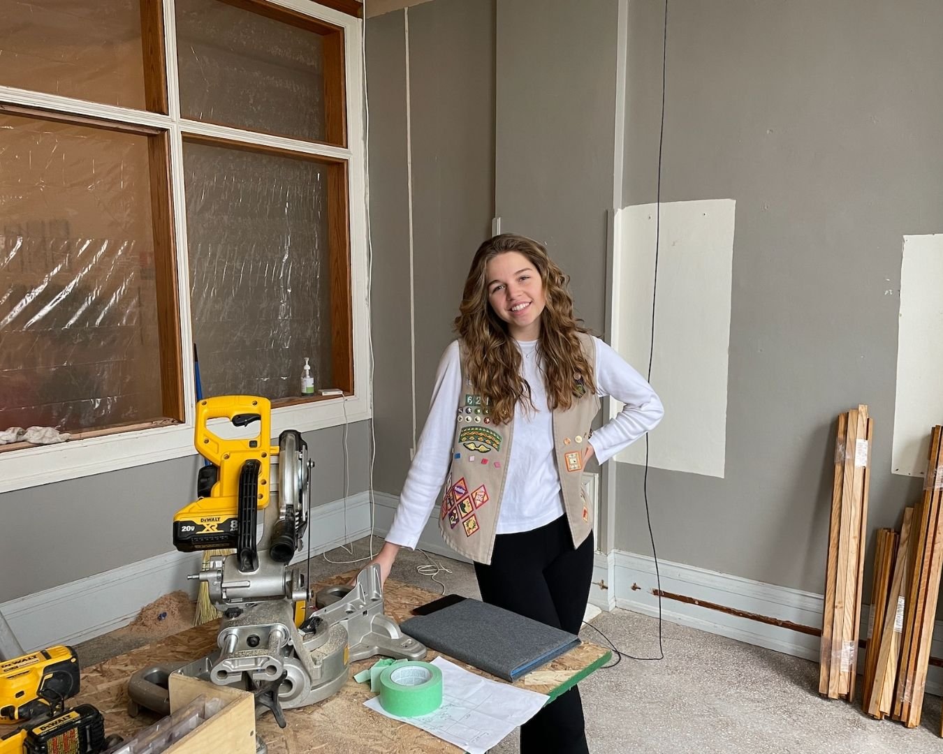 Girl Scout Ariana Arnetveit during the creation of The Hub, her Gold Award project at Town Square Community Center in Green Lake, Wisconsin.