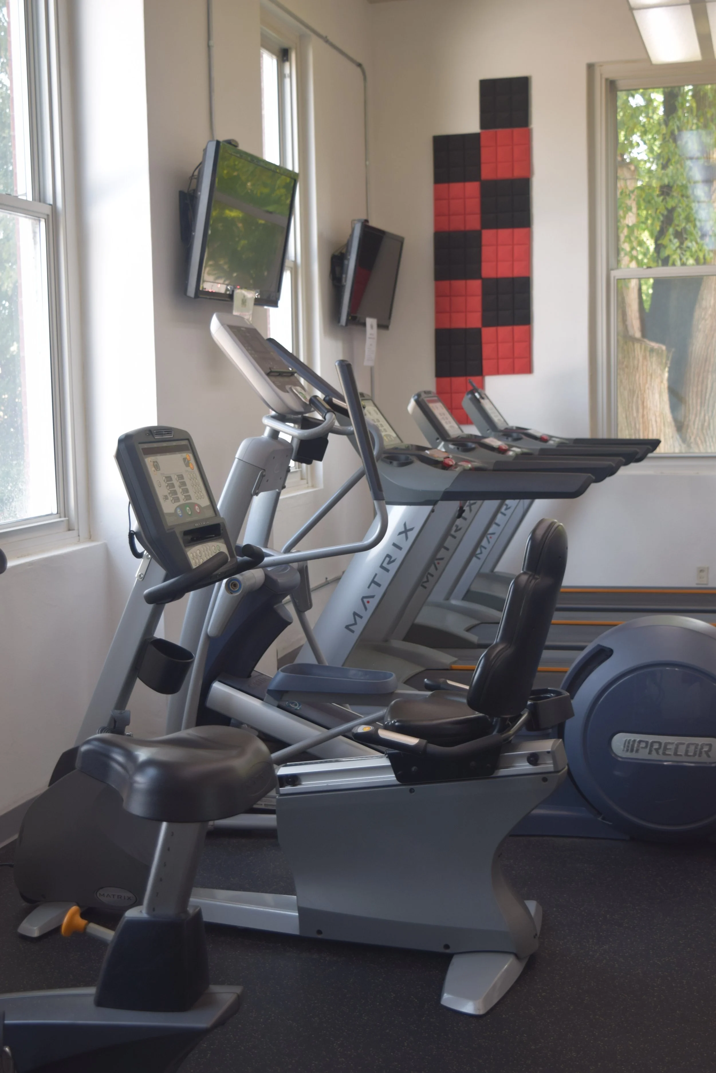 Treadmills, exercise bikes, and elliptical machines at Green Lake Fitness, a 24-hour fitness center in Green Lake, Wisconsin.