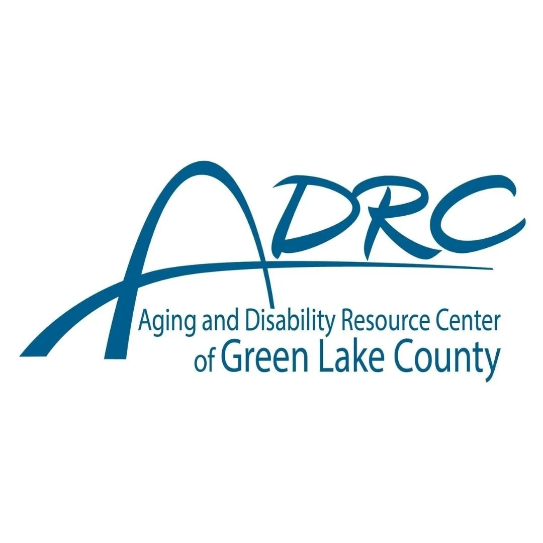 Logo of the Aging and Disability Resource Center of Green Lake County, featuring blue lettering on a white background.