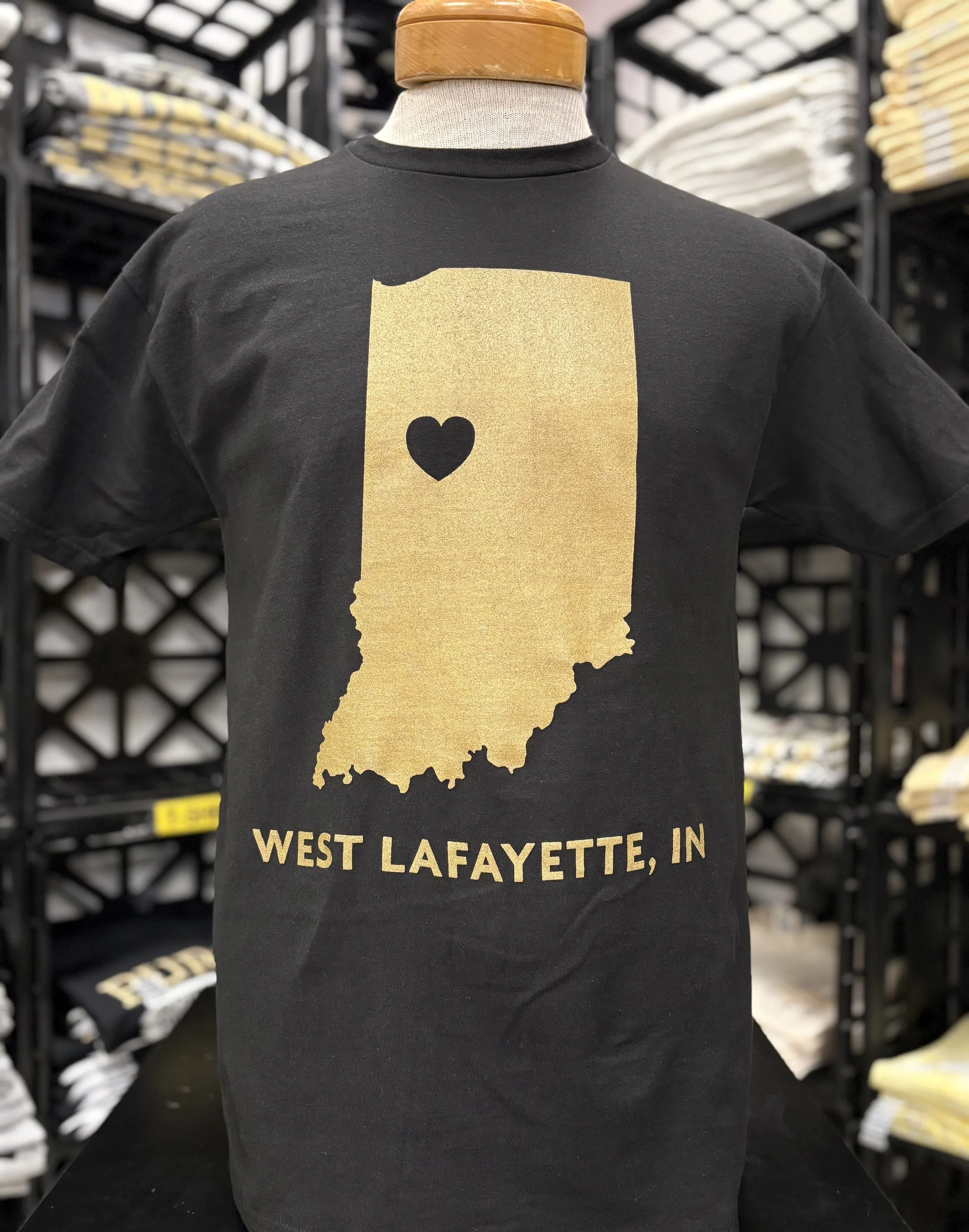 West Lafayette, IN State w/ Heart T Shirt