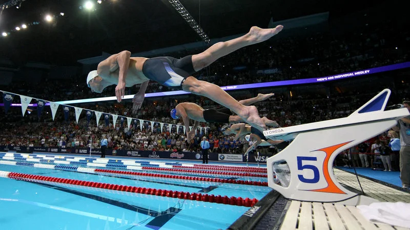 Researchers studying brains want to know what's happening in an area called the premotor cortex — the place in the brain that gears up for something the body is about to do, like swimming. Above, Michael Phelps dives off the starting blocks in the final heat of the men's 400-meter individual medley during the 2012 U.S. Olympic Swimming Team Trials in Omaha, Neb., on June 25. Jamie Squire/Getty Images
