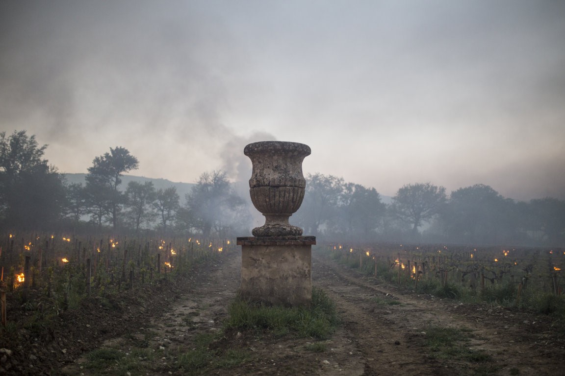 Trinoro vineyard urn with torches dawn Spring 2019.jpg