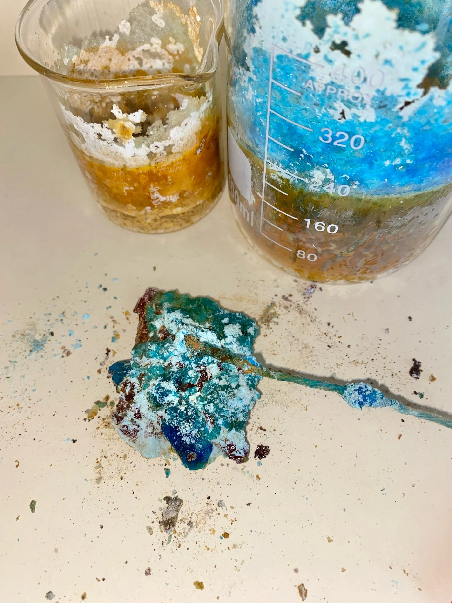 Experiment: Steel submerged in copper sulfate solution for 93 days.